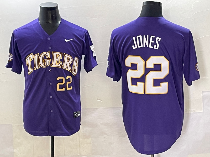 Men 2025 LSU Tigers #22 Jones blue Joint Name Nike NCAA 2025  Jersey style 3->ncaa teams->NCAA Jersey
